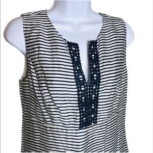 Ann Taylor Navy & White Striped Dress